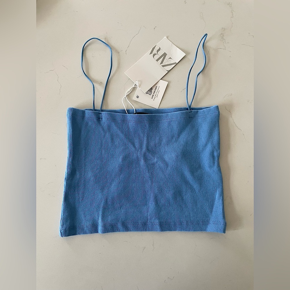 Zara blue cropped tank